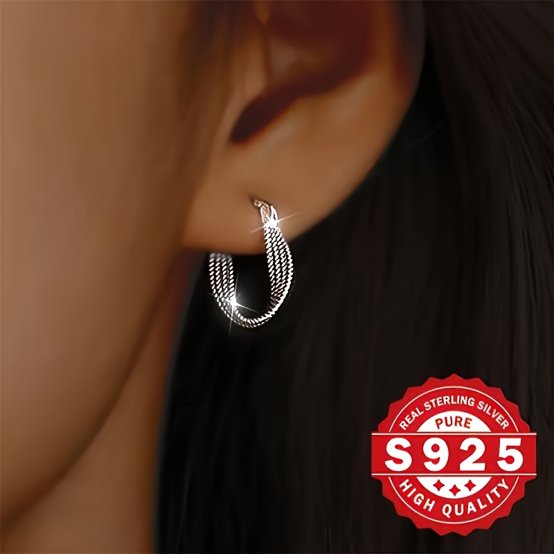 925 Silver Twisted Hoop Earrings Vintage Royal Gift